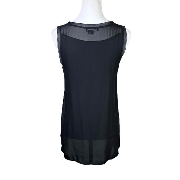 Vince Black Silk Blend Sheer Chiffon Relaxed Sleeveless Layering Tank Top - Picture 2 of 6